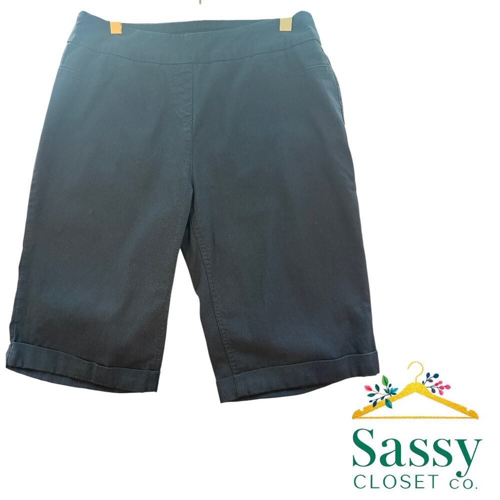 ✨ SOFT SURROUNDINGS Black Metro Bermuda Shorts Small Pull On Stretch EUC 🖤